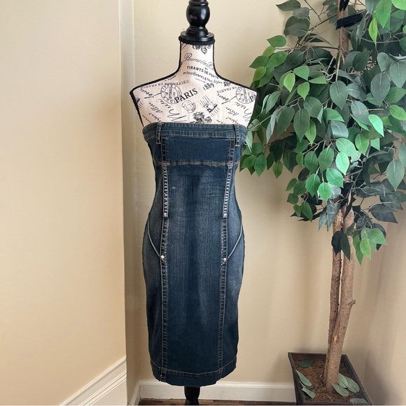 Baby Phat Dresses Baby Phat Vintage Y2k Strapless Bodycon Denim